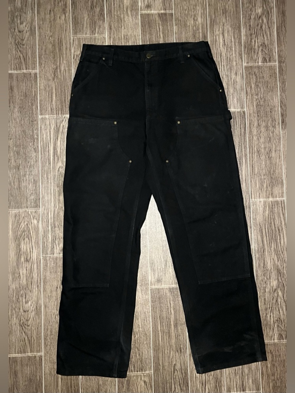 Carhartt Double Knee Carpenter Pants Mens 36x34 Black Duck Canvas B136 BLK